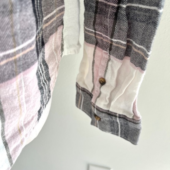 Van's Women's Flannel Button Down Shirt Light Pink & Grey XL - Picture 4 of 7